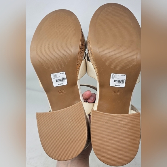 Lane Bryant Dream Cloud Cross-Front Faux Leather Platform Block Heel Beige 10.5W - Picture 9 of 16